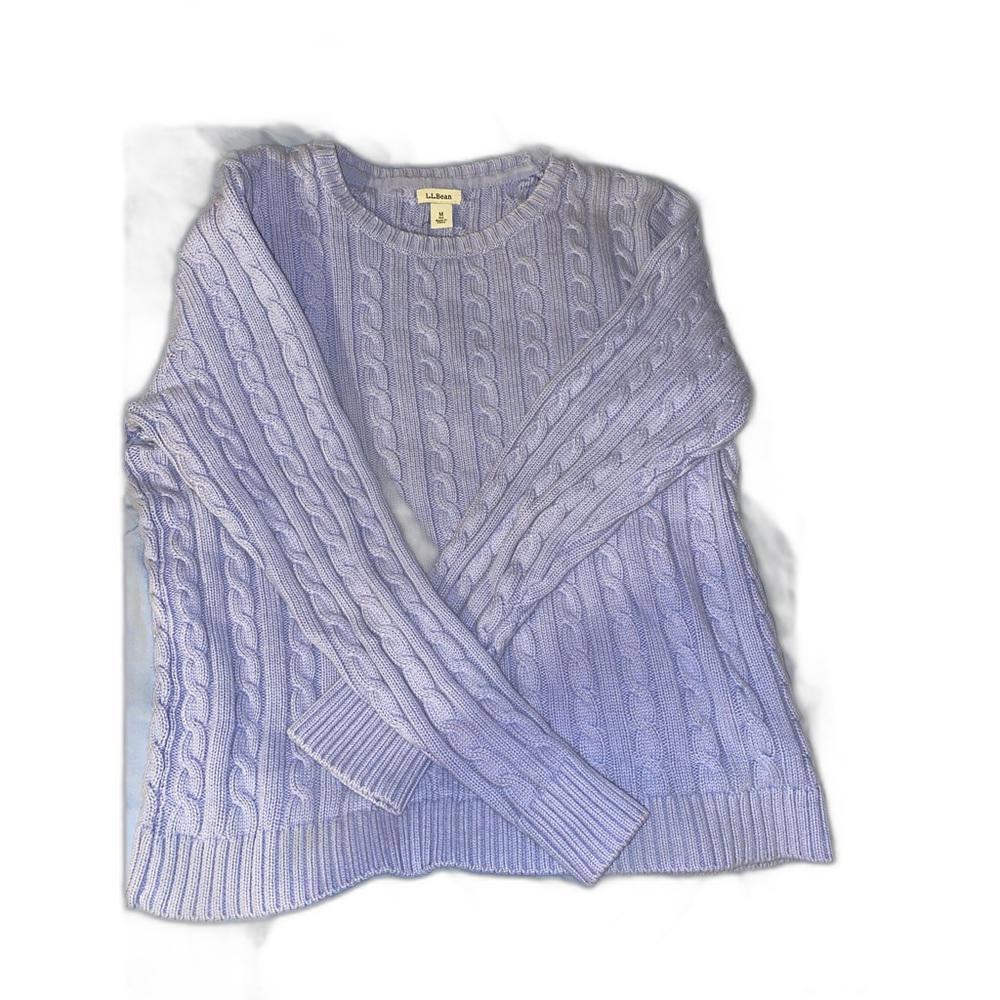 L.L. Bean Women's Light Purple Cable Knit Sweater
